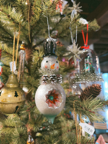 Mercury Glass Snowmen Ornaments w/ Top Hats