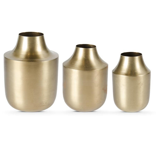 set of three brushed gold vases