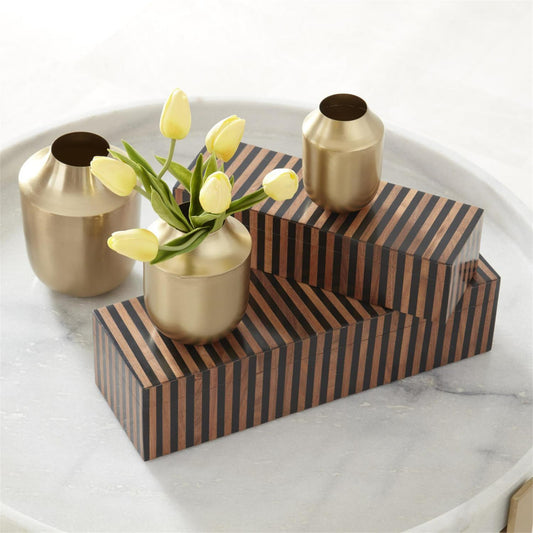 set of three brushed gold vases