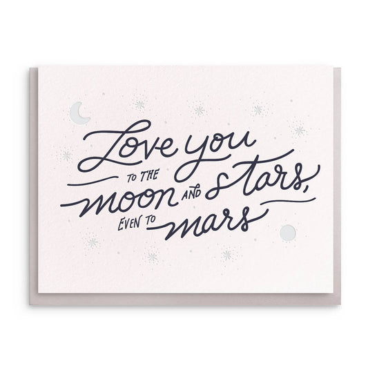 Moon & Stars - Letterpress Love Greeting Card