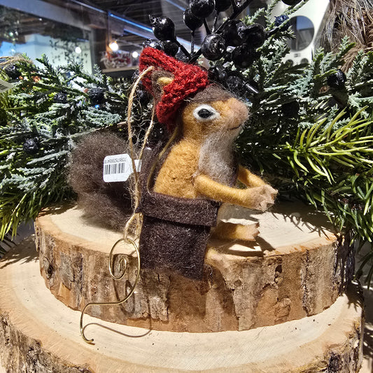 Felt Squirrel in Hat Ornament