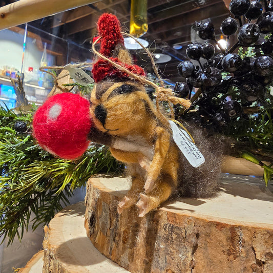 Felt Squirrel in Hat Ornament