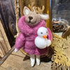 Handmade Wool Felt Animal in Winter Coat