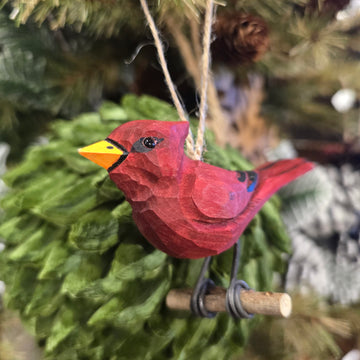 Hand Carved Wood Cardinal Ornament