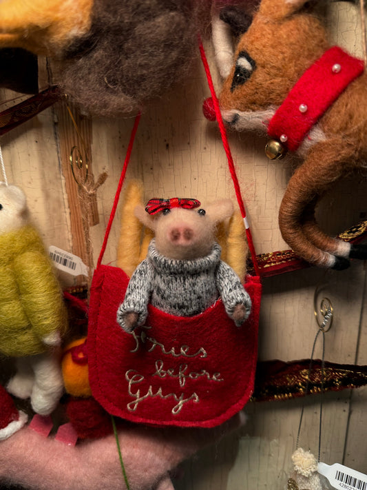 Fries Before Guys Pig Ornament