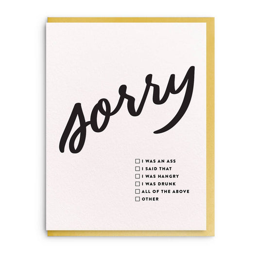 Sorry Checkbox - Sympathy Card