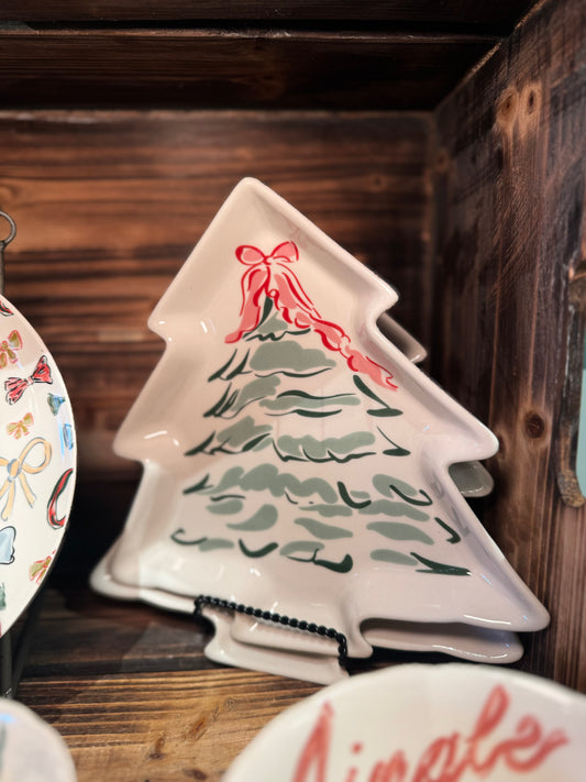 Stoneware Tree Shaped Plate w/ Tree