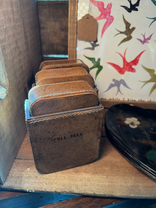 Leather Card Case with Playing Cards