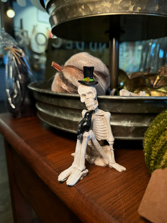 Sitting Resin Skeleton w/ Top Hat