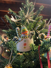 Cotton Velvet Snowman Ornament w/ Embroidery & Glass Beads