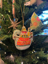 Cotton Velvet Snowman Ornament w/ Embroidery & Glass Beads