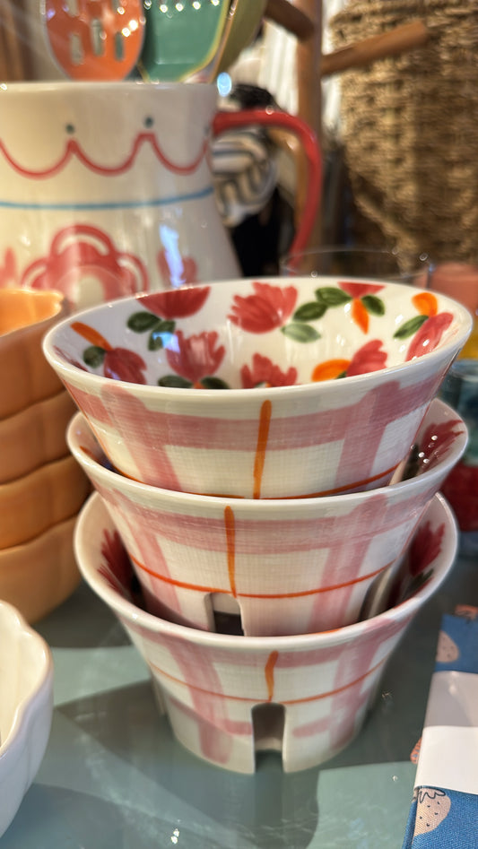 Hand-Painted Stoneware Berry Bowl