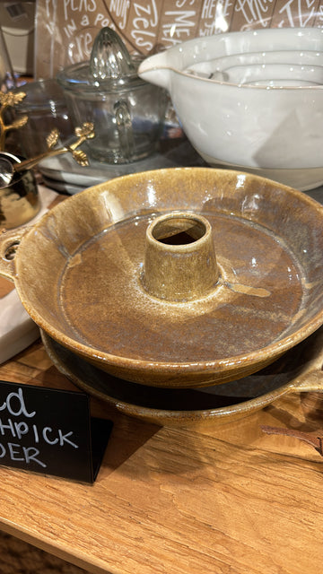 Stoneware Dish w/ Toothpick Holder w/ Glaze