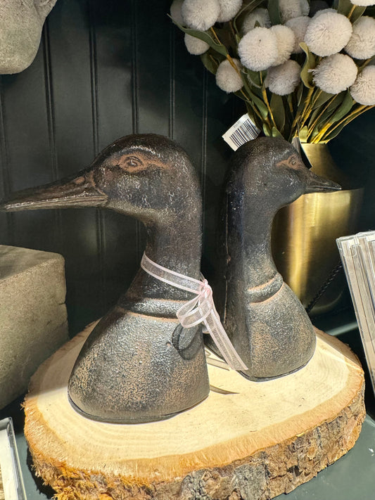 Cast Iron Duck Head Bookends, Set of 2