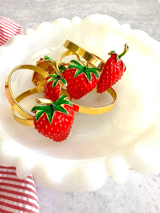 Strawberry Napkin Rings, set of four