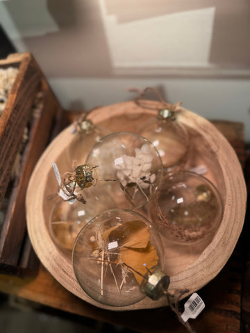 Glass Ball Ornament w/ Dried Botanicals