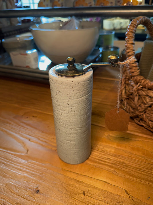 White Stoneware Salt/Pepper Grinder