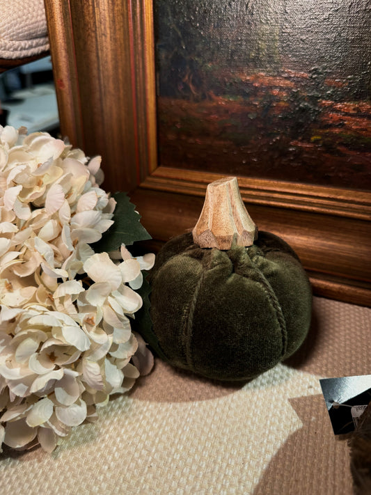 Bouclé/Velvet Pumpkin w/ Wood Stem (Small)