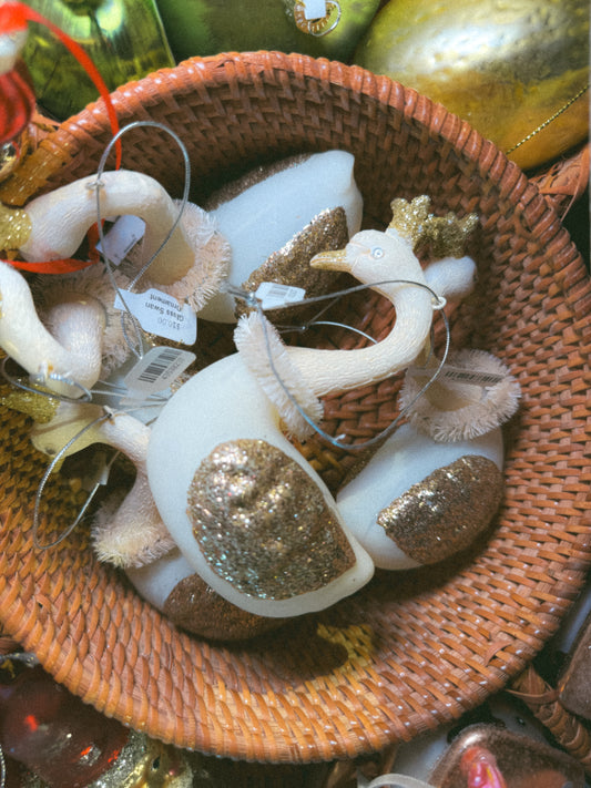 Glass Swan Ornament