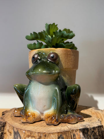 Stoneware Frog Planter