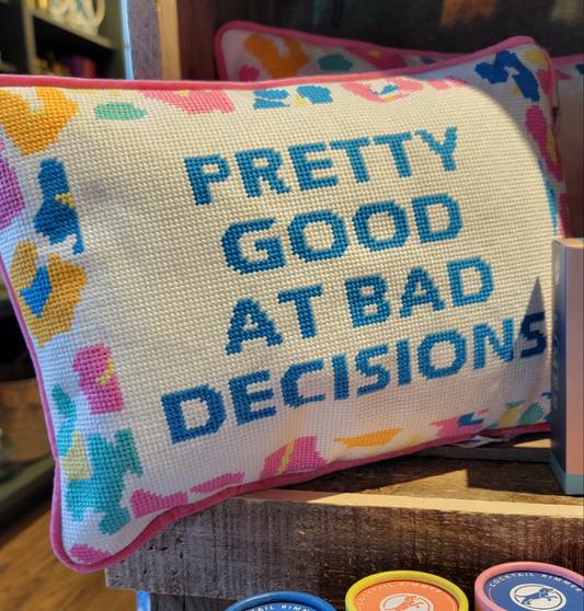 Pretty Good Embroidered Needlepoint Pillow