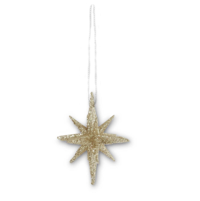 2" 9 Point Champagne Glitter Star Ornament