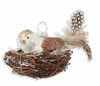 3.5" Mercury Glass Bird Ornament w/ Feather Tail