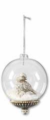 4.5" Round Glass Ornaments w/ Resin Woodland Animals