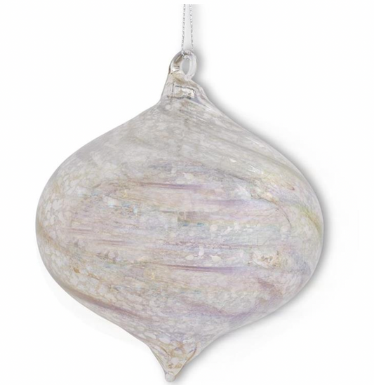 4" Silver Iridescent Mercury Onion Glass Ornament