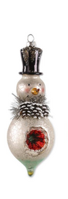 Mercury Glass Snowmen Ornaments w/ Top Hats