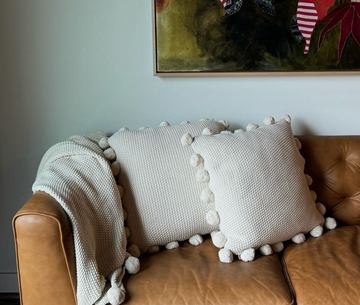 Cream Stitch Knit Pillow