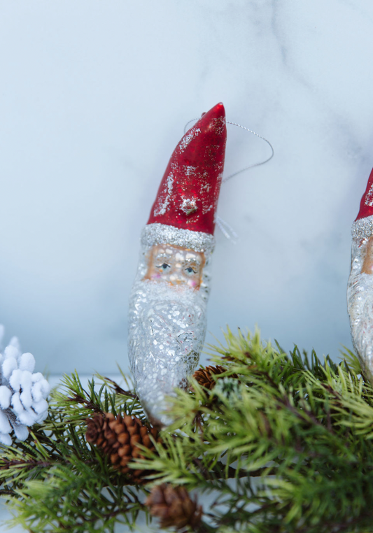 Hand-Painted Mercury Glass Santa Moon Ornament