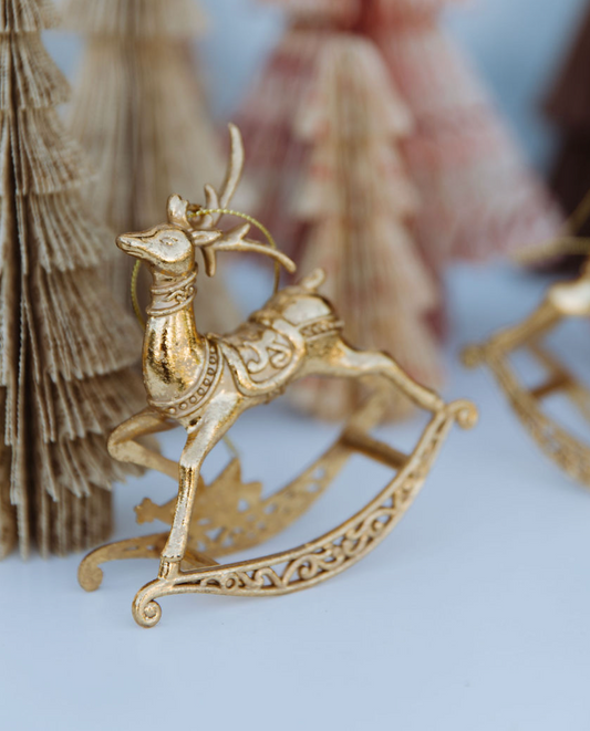 Gold Resin Reindeer Ornament