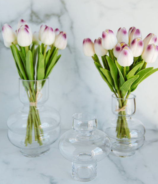 Clear Glass Pot Belly Vases