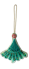 Cotton Velvet Christmas Tree Ornament w/ Embroidery & Glass Beads