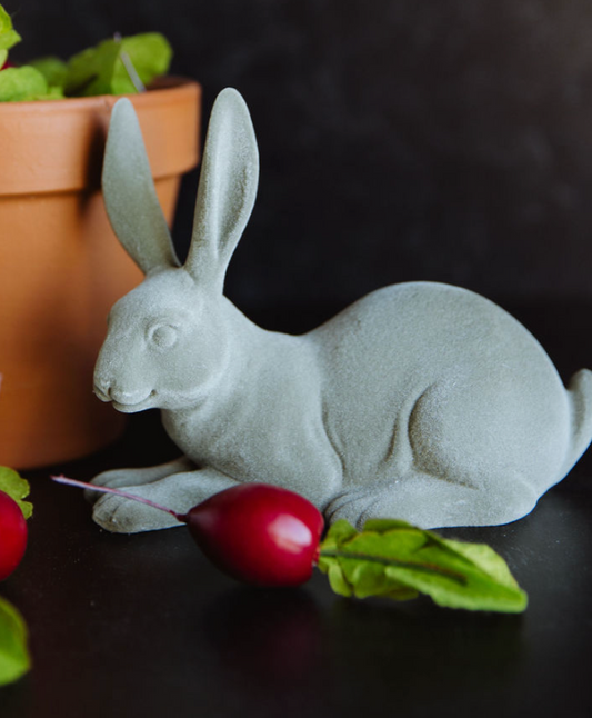 Green Velvet Resin Bunny