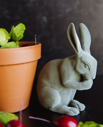 Green Velvet Resin Bunny