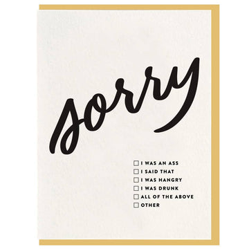 Sorry Checkbox - Sympathy Card