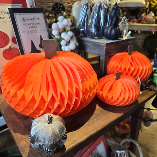 Honeycomb Pumpkins Set of 3