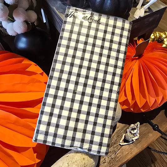 Black Painted Check Guest Napkin