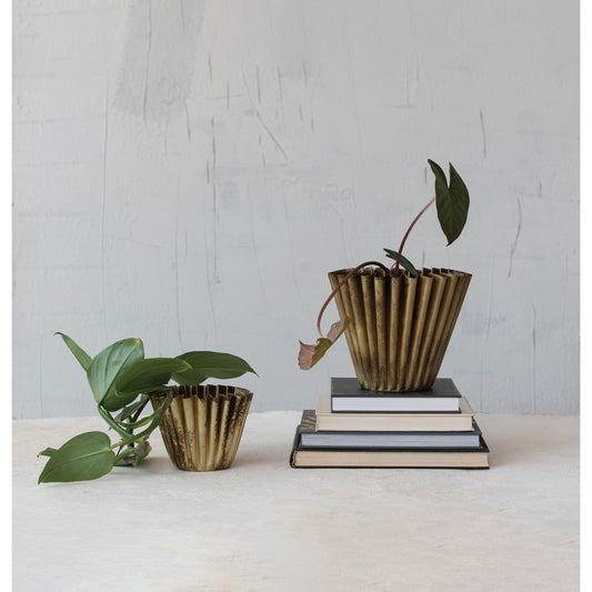 Fluted Metal Planter