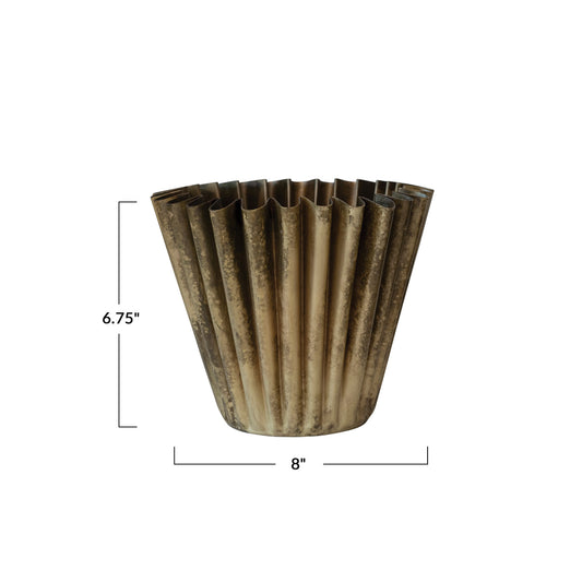 Fluted Metal Planter