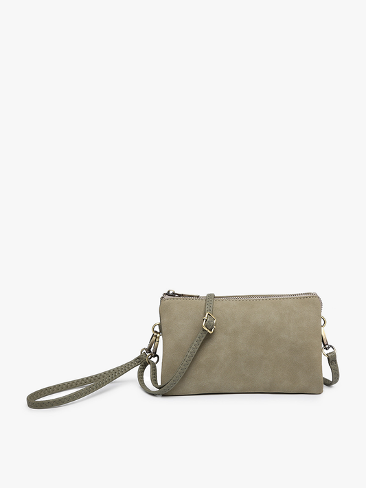 Riley Suede Wristlet: Olive